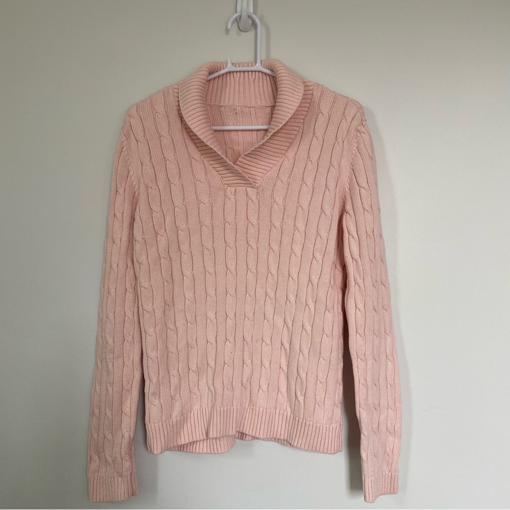 Cozy Pink Cable Knit Sweater